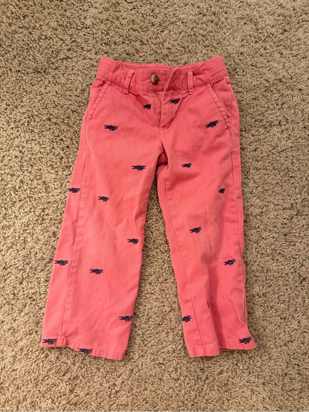 Janie and Jack toddler boy airplane chino pants salmon